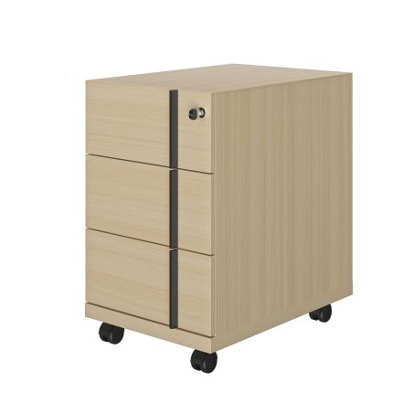 Caisson mobile 3 tiroirs E-MOTION chêne structuré