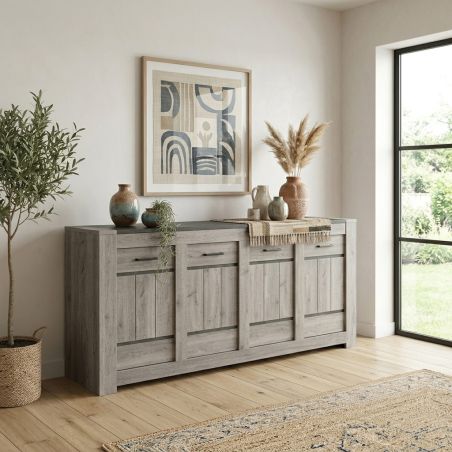 Buffet 223 cm SAWYER en décor chêne gris