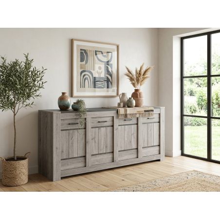 Buffet 223 cm SAWYER en décor chêne gris