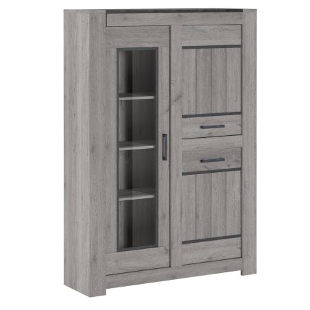Vitrine SAWYER en décor chêne gris