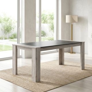 Table 180 cm SAWYER en décor chêne gris et pierre foncé