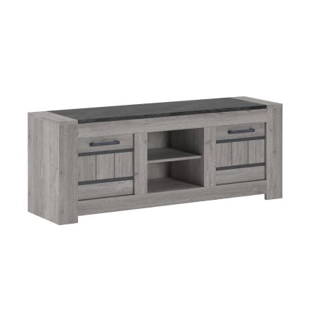 Meuble TV 155 cm SAWYER en décor chêne gris