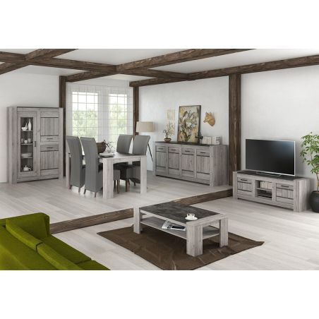 Meuble TV 155 cm SAWYER en décor chêne gris