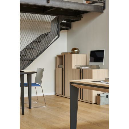 Rangement bas 2 portes E-MOTION chêne structuré