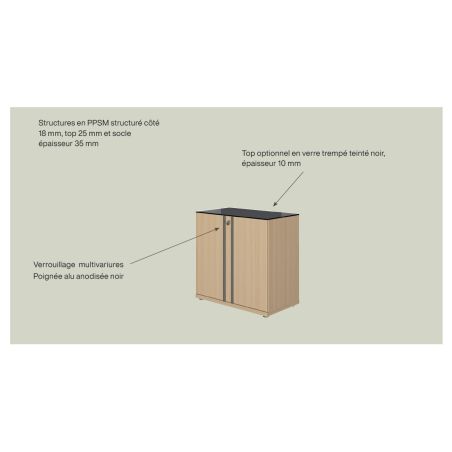 Rangement bas 2 portes E-MOTION chêne structuré