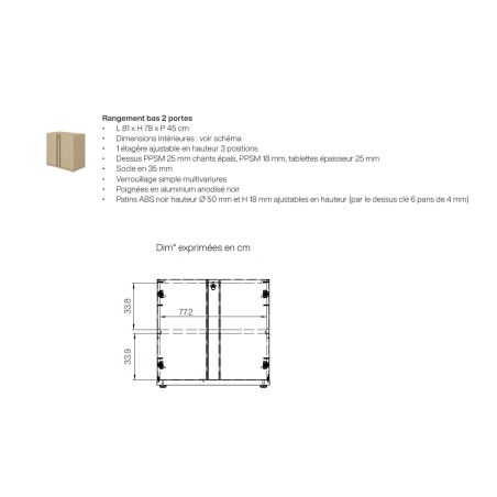 Rangement bas 2 portes E-MOTION chêne structuré