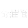 Table ilot de cuisine 130 cm OCTAVE en blanc brillant et décor chêne cadiz