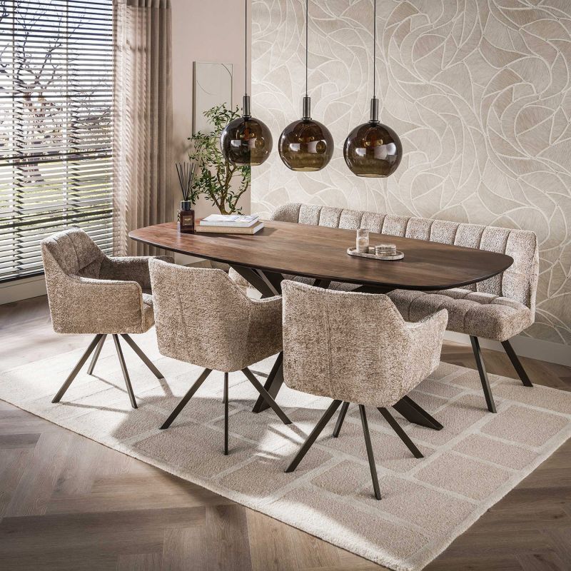 Table ovale MAXIME BRUN 215 cm en acacia massif brun chaud