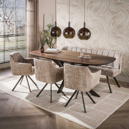 Table ovale MAXIME BRUN 215 cm en acacia massif brun chaud
