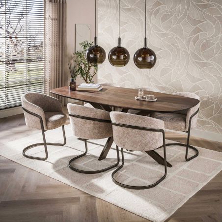 Table ovale MAXIME BRUN 215 cm en acacia massif brun chaud