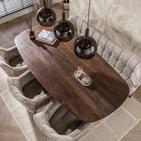Table ovale MAXIME BRUN 215 cm en acacia massif brun chaud