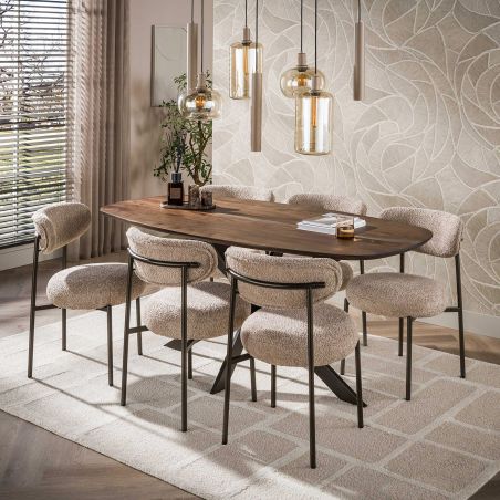 Table ovale MAXIME BRUN 180 cm en acacia massif brun chaud