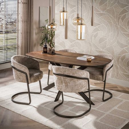Table ovale MAXIME BRUN 150 cm en acacia massif brun chaud