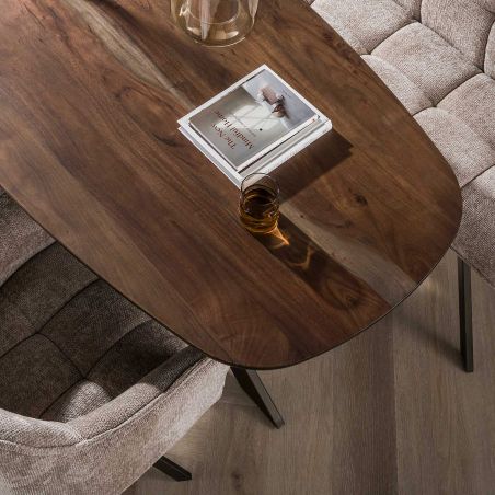 Table ovale MAXIME BRUN 150 cm en acacia massif brun chaud