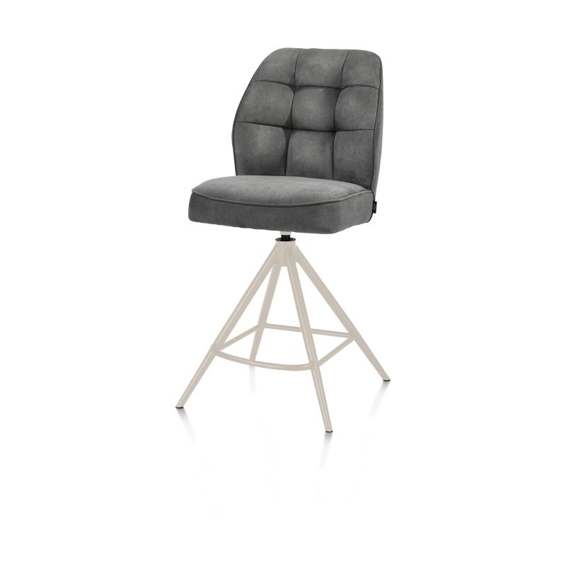 Bell, chaise de bar - piétement creme - pivotante - confort ressorts - calabria