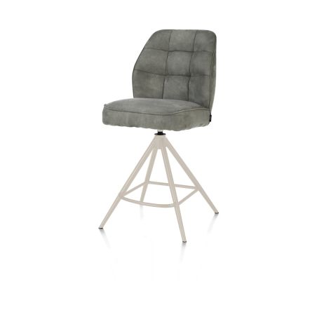 Bell, chaise de bar - piétement creme - pivotante - confort ressorts - calabria