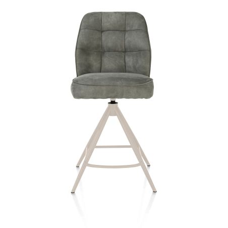 Bell, chaise de bar - piétement creme - pivotante - confort ressorts - calabria