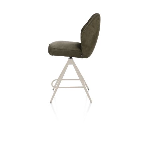 Bell, chaise de bar - piétement creme - pivotante - confort ressorts - calabria