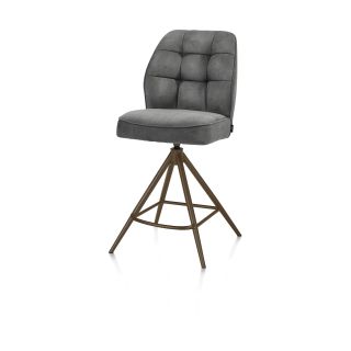 Bell, chaise de bar - piétement steelbrown - pivotante - confort ressorts - calabria