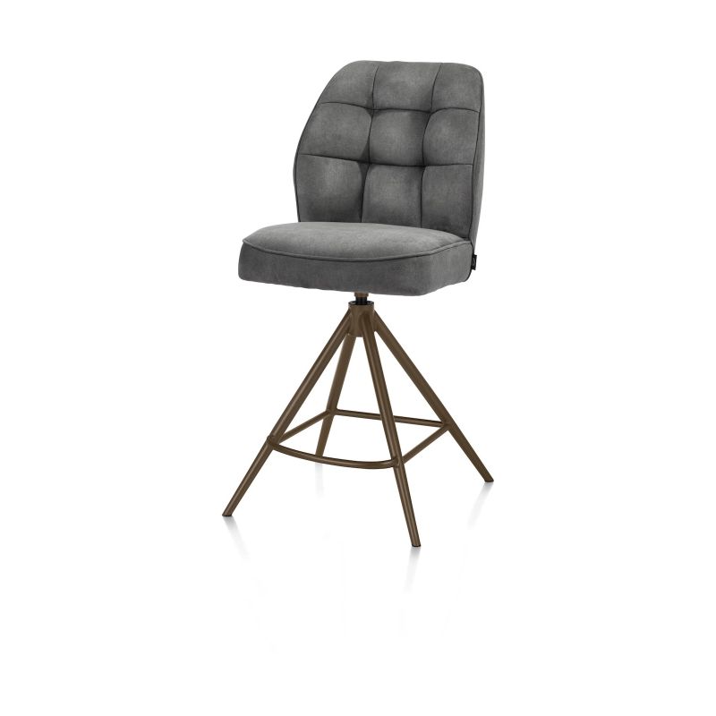 Bell, chaise de bar - piétement steelbrown - pivotante - confort ressorts - calabria