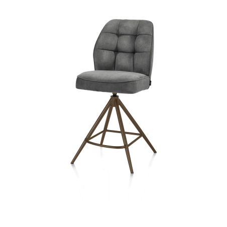 Bell, chaise de bar - piétement steelbrown - pivotante - confort ressorts - calabria