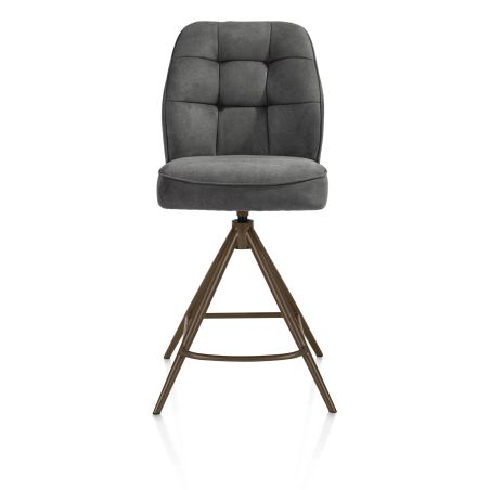Bell, chaise de bar - piétement steelbrown - pivotante - confort ressorts - calabria