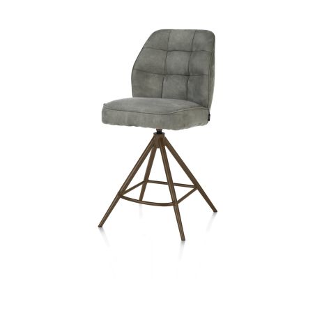 Bell, chaise de bar - piétement steelbrown - pivotante - confort ressorts - calabria