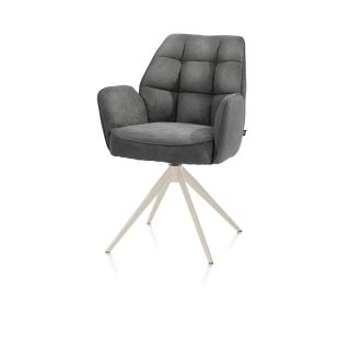 Bell, chaise à accoudoirs - piétement crème - pivotante - relax - confort ressorts - tissu Calabria