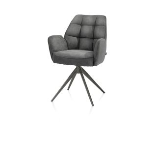 Bell, chaise à accoudoirs - piétement graphite - pivotante - relax - confort ressorts - tissu Calabria - Henders and Hazel