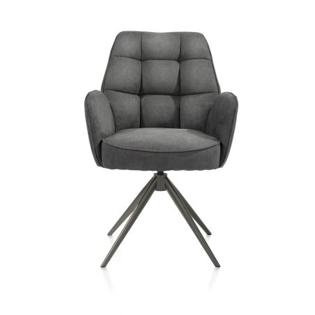 Bell, chaise à accoudoirs - piétement graphite - pivotante - relax - confort ressorts - tissu Calabria - Henders and Hazel