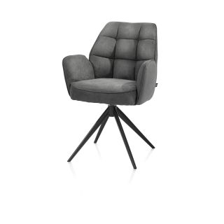 Bell, chaise à accoudoirs - piétement noir - pivotante - relax - confort ressorts - tissu Calabria