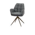 Bell, chaise à accoudoirs - piétement steelbrown - pivotante - relax - confort ressorts - combi Calabria/Vada