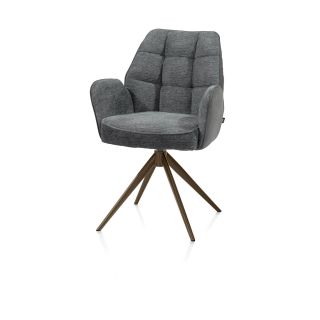 Bell, chaise à accoudoirs - piétement steelbrown - pivotante - relax - confort ressorts - combi Calabria/Vada