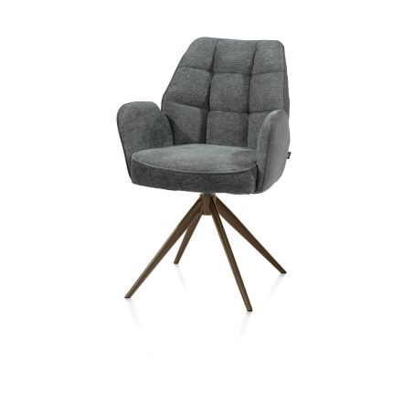 Bell, chaise à accoudoirs - piétement steelbrown - pivotante - relax - confort ressorts - combi Calabria/Vada