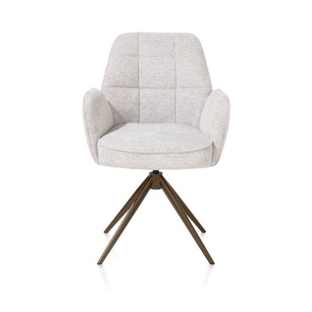 Bell, chaise à accoudoirs - piétement steelbrown - pivotante - relax - confort ressorts - combi Calabria/Vada