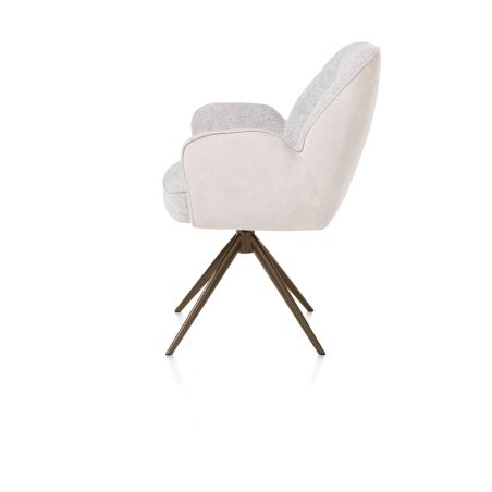 Bell, chaise à accoudoirs - piétement steelbrown - pivotante - relax - confort ressorts - combi Calabria/Vada