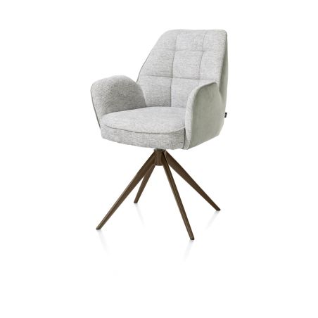 Bell, chaise à accoudoirs - piétement steelbrown - pivotante - relax - confort ressorts - combi Calabria/Vada