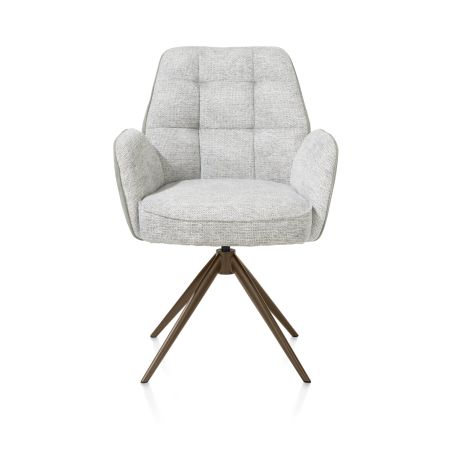 Bell, chaise à accoudoirs - piétement steelbrown - pivotante - relax - confort ressorts - combi Calabria/Vada
