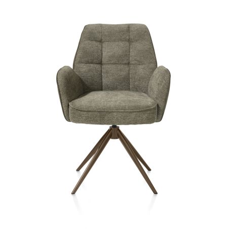 Bell, chaise à accoudoirs - piétement steelbrown - pivotante - relax - confort ressorts - combi Calabria/Vada