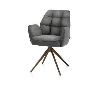 Bell, chaise à accoudoirs - piétement steelbrown - pivotante - relax - confort ressorts - tissu Calabria