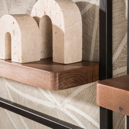 Set de 5 étagères murales TALOS en bois d'acacia brun et métal