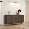 Buffet 205 cm DENZEL avec 4 portes en bois cannelé décor lave / chêne mercure