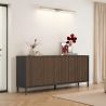 Buffet 205 cm DENZEL avec 4 portes en bois cannelé décor lave / chêne mercure