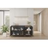 Buffet 155 cm DENZEL cadre alluminium avec 2 portes en bois cannelé et 1 porte vitrée