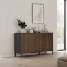 Buffet 155 cm DENZEL avec 3 portes en bois cannelé décor lave / chêne mercure