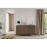 Buffet 155 cm DENZEL avec 3 portes en bois cannelé décor lave / chêne mercure