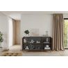 Buffet 155 cm DENZEL avec 3 portes en bois cannelé décor lave / chêne mercure