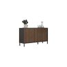 Buffet 155 cm DENZEL avec 3 portes en bois cannelé décor lave / chêne mercure