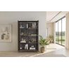 Meuble TV 205 cm DENZEL avec 4 portes en bois cannelé décor lave / chêne mercure