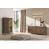 Meuble TV 205 cm DENZEL avec 4 portes en bois cannelé décor lave / chêne mercure